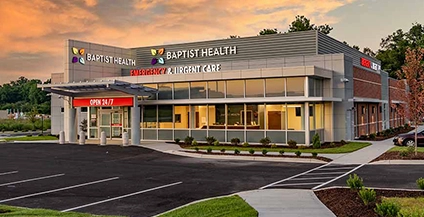 entrance of a building under the sunset