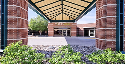 Brick building entrance to Mercy One