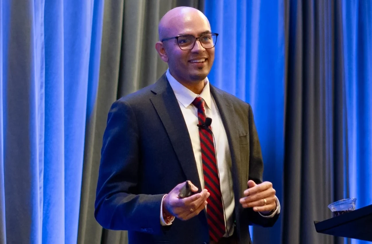 man giving a lecture