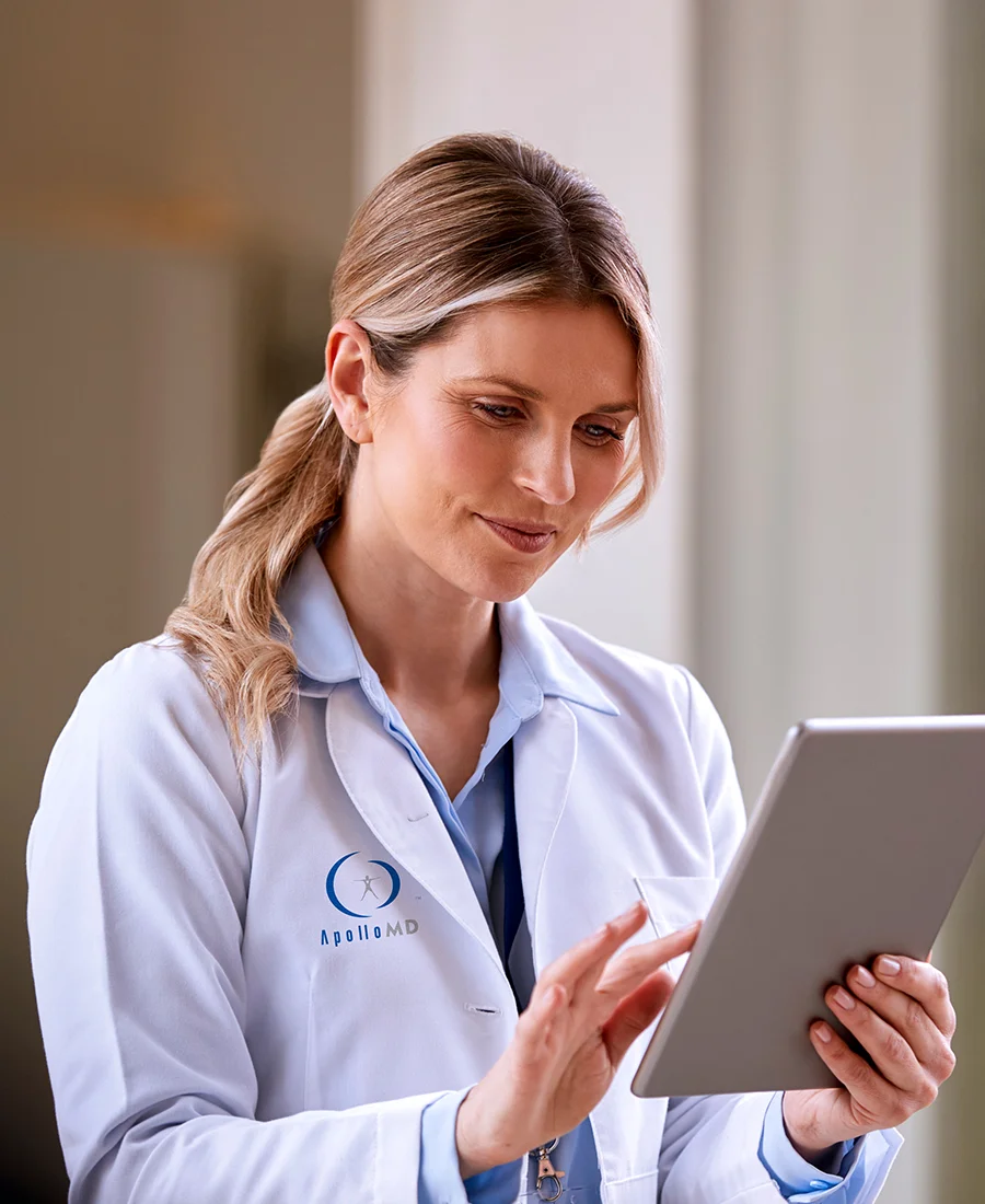 Healthcare professional holding Ipad