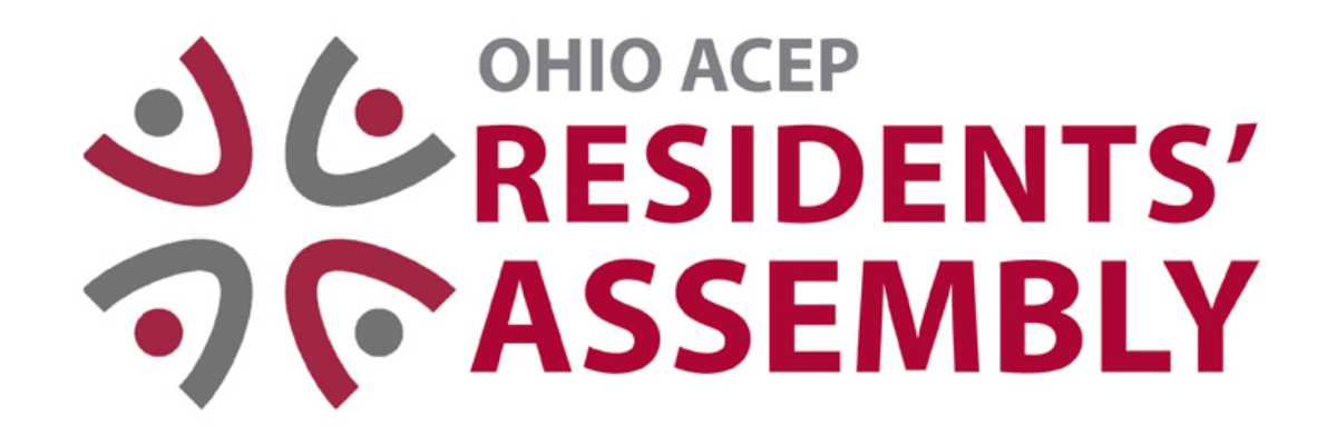 White background with grey and red alt text: Ohio ACEP Residents' Assembly